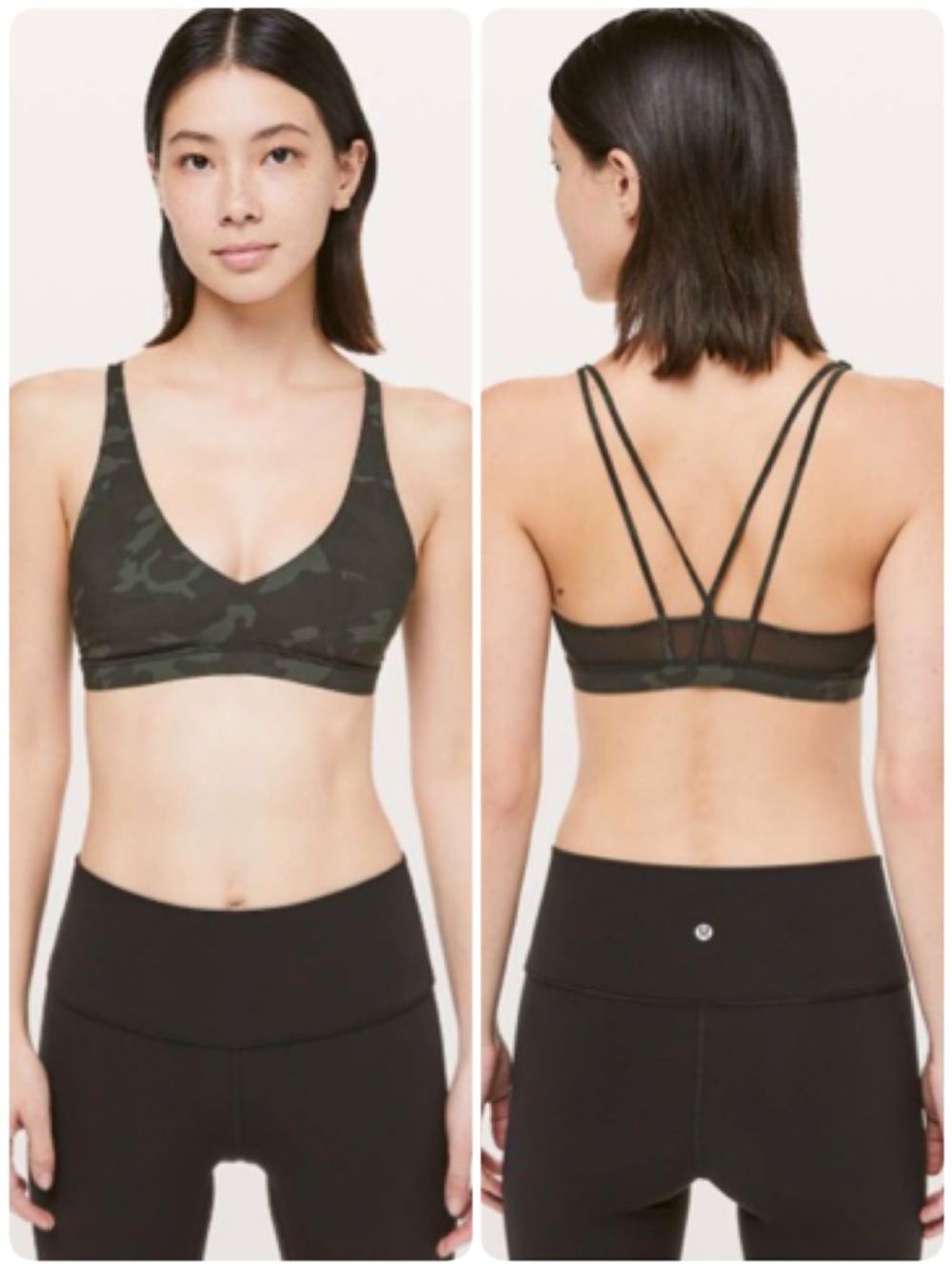 Lululemon 8 Freely Flexed Sports Bra Incognito Camo Gator Green Camouflage Yoga